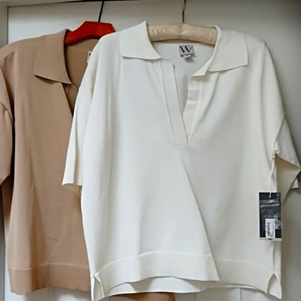 Worthington 2 V neck polo style crepe sweaters...bundle of 2 NWT!